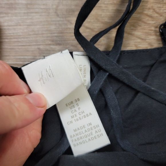 H&M Mini Dress Black Solid Sleeveless Spaghetti Strap Casual Cocktail Bodycon S - Picture 8 of 9